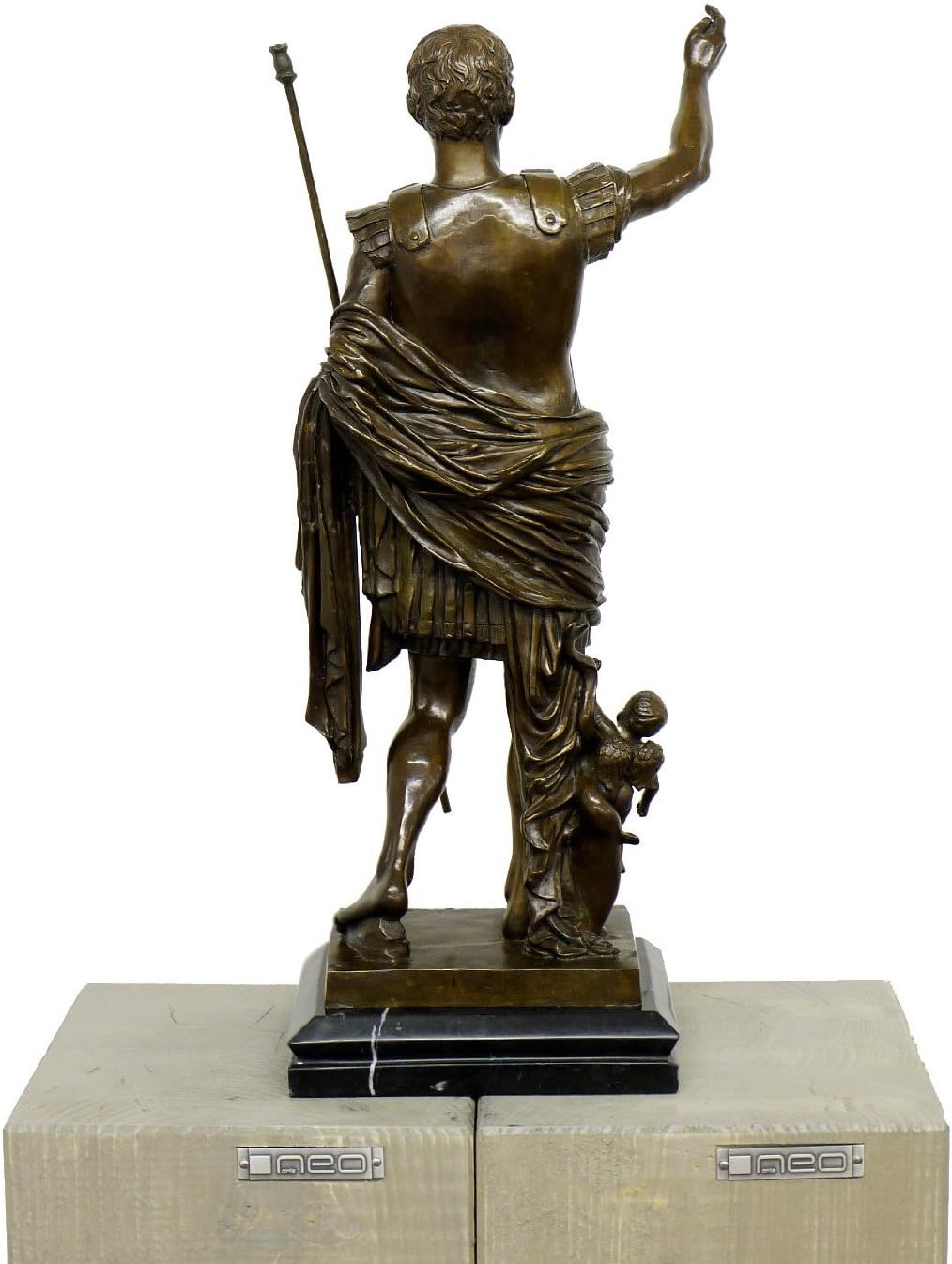 Römische Bronzefigur - Kaiser Augustus - signiert - Echte Bronze - Augustusstatue von Prima Porta -
