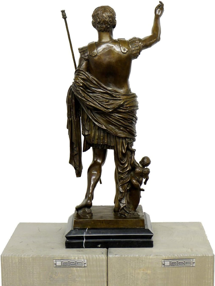 Römische Bronzefigur - Kaiser Augustus - signiert - Echte Bronze - Augustusstatue von Prima Porta -