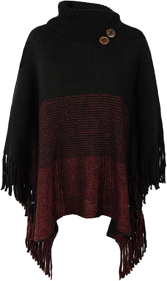 JFAN Poncho Damen Winter Strick Ponchos & Capes für Damen Elegant Warm mit Ärmel Lange Trendy Oversi
