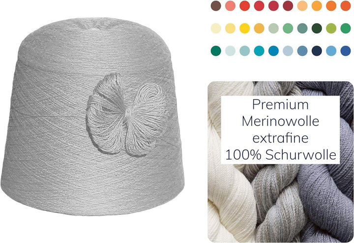 Strickwolle 1 kg 1000g Merinowolle Extrafine 100% Schurwolle Schafwolle Handstrick Wolle zum Stricke