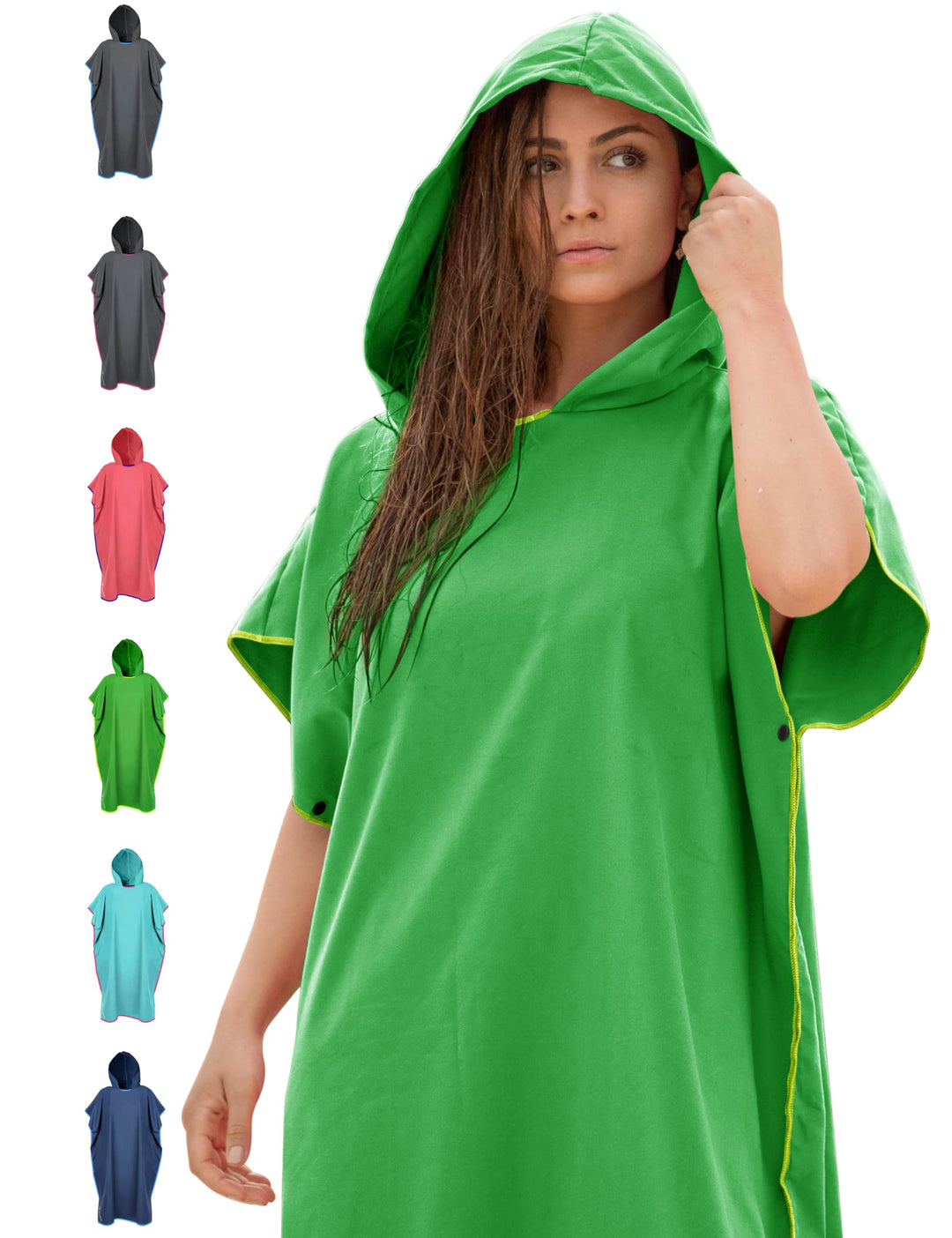 NirvanaShape Handtuch-Poncho für Erwachsene, Umziehhilfe & Handtuch zugleich, Surf-Poncho mit Quick-