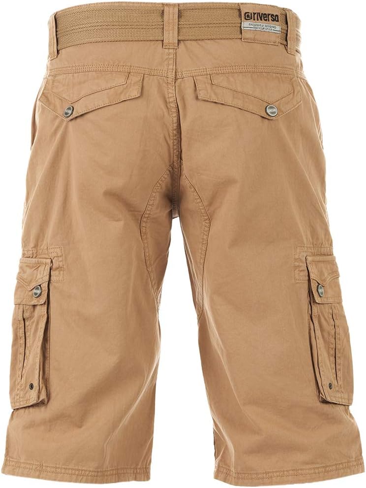 riverso Kurze Hosen Herren Cargo Shorts mit Gürtel Regular Fit RIVAnton Cargoshorts Sommer 100% Baum