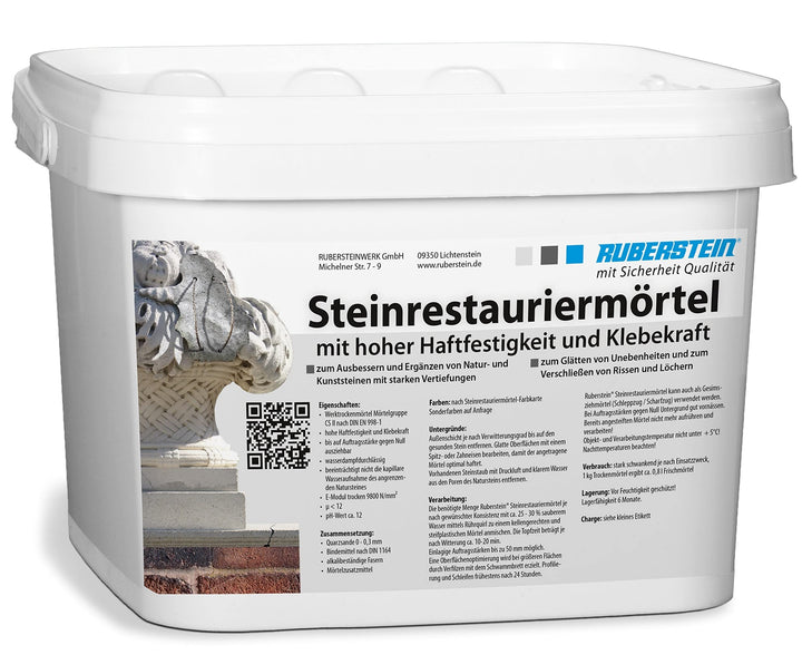 Ruberstein Steinrestauriermörtel/Reparaturmörtel/Mörtel für Sandstein 5 kg im Eimer (steingrau)