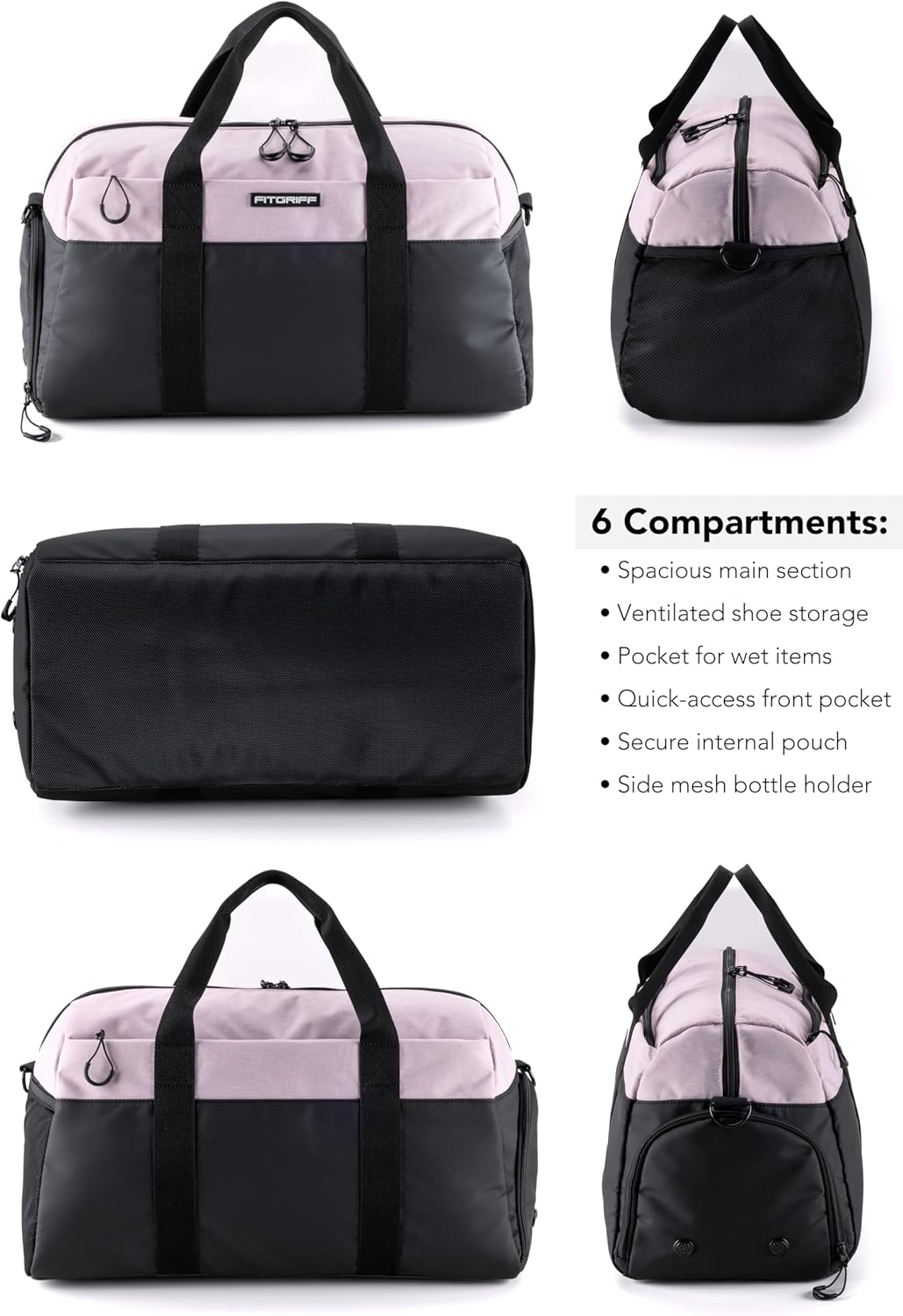 Fitgriff® Sporttasche & Reisetasche V2 für Damen und Herren - mit Schuhfach & Nassfach - Tasche für