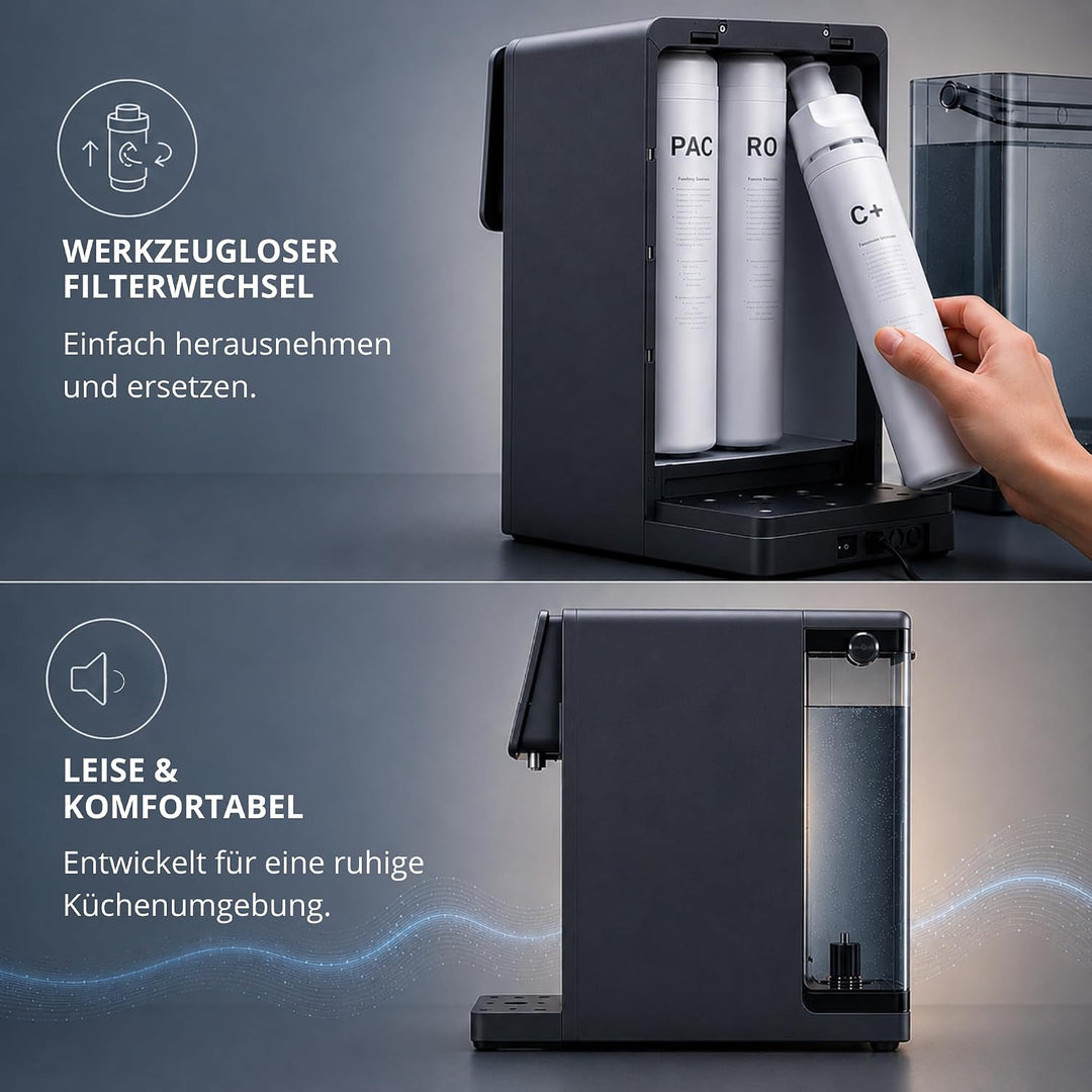 Premium Auftisch Osmoseanlage Trinkwasser – Umkehrosmoseanlage mit UV-Licht, filtert 99% Schadstoffe