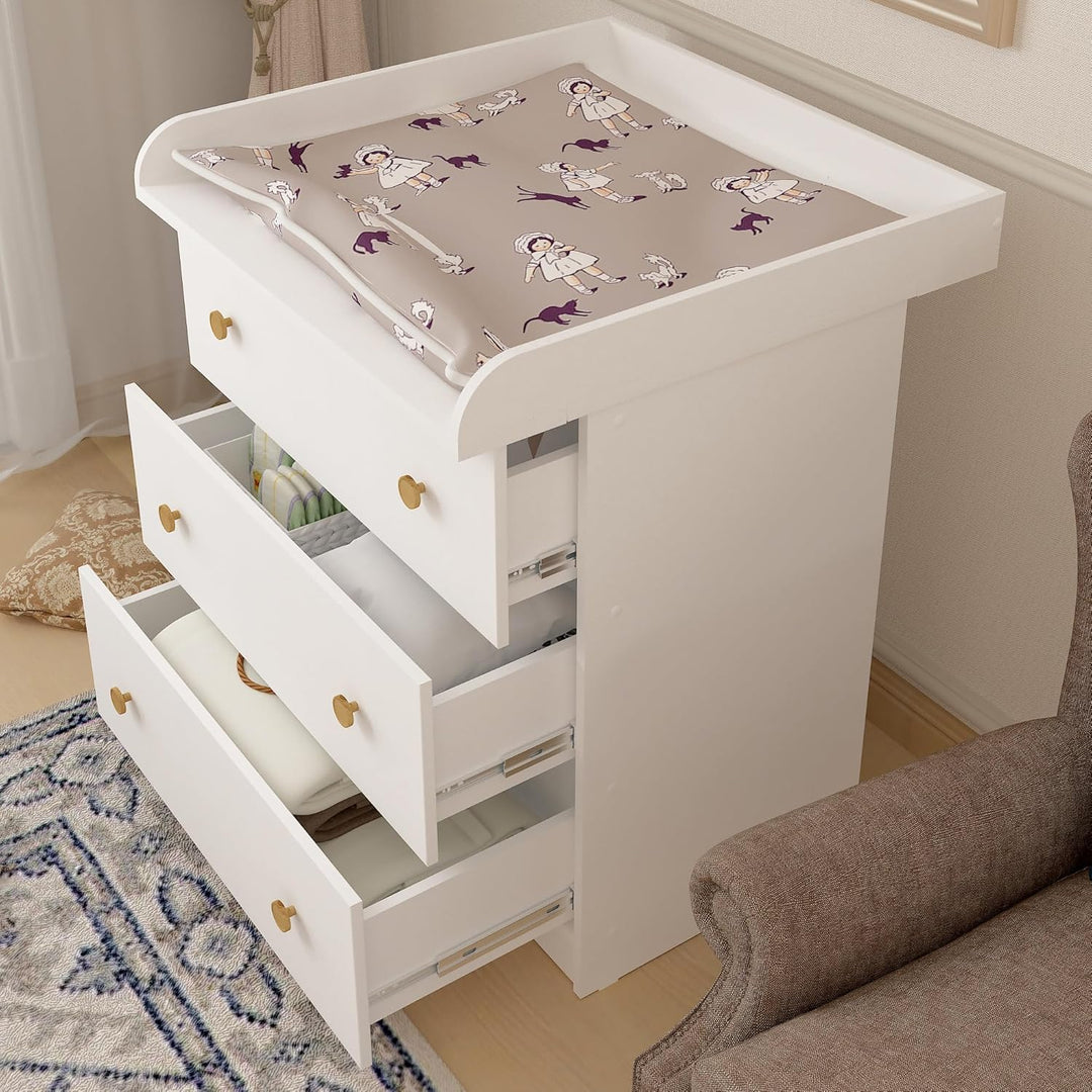 Shefa Kids Wickelkommode 830 Weiss, Wickeltisch mit Stauraum für Babyzimmer, Baby Kommode Basic Line