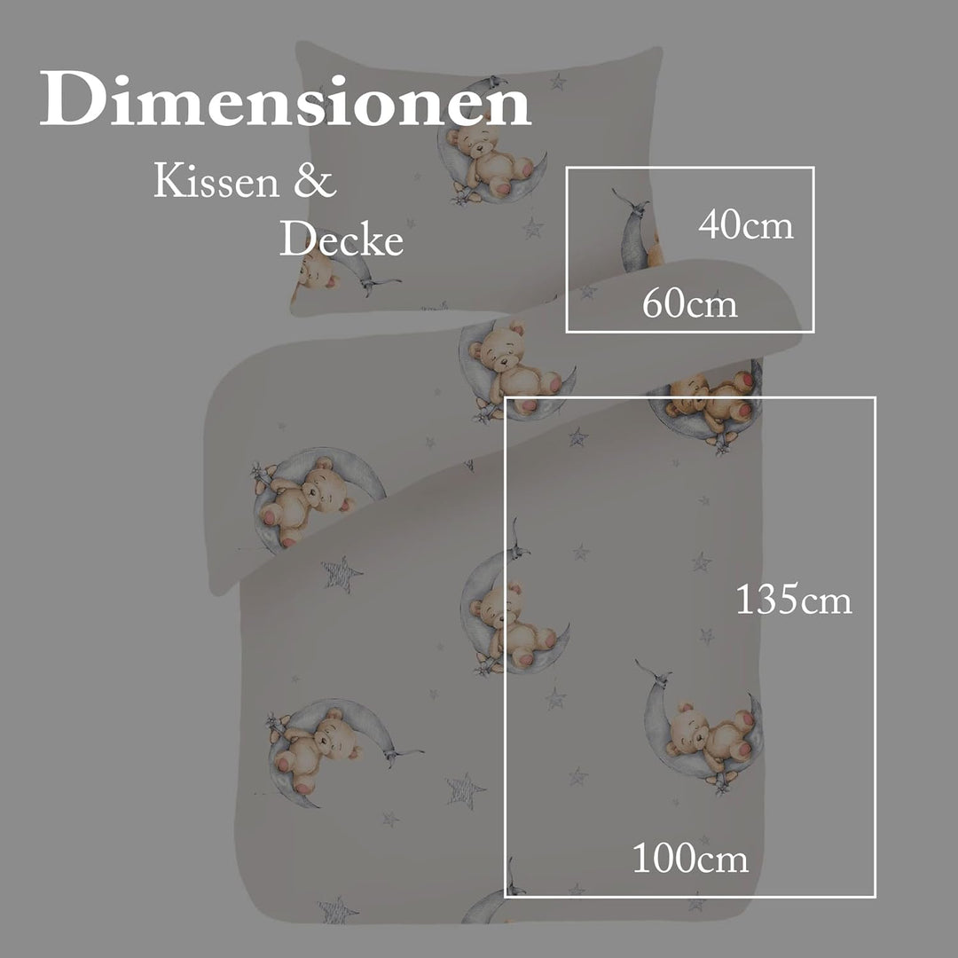 Bestlivings Kinder Bettwäsche 2-TLG (100x135cm / 40x60cm) Bettdecken Set, 100% Baumwolle - Babybettw