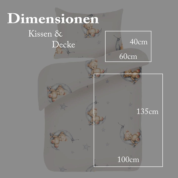 Bestlivings Kinder Bettwäsche 2-TLG (100x135cm / 40x60cm) Bettdecken Set, 100% Baumwolle - Babybettw