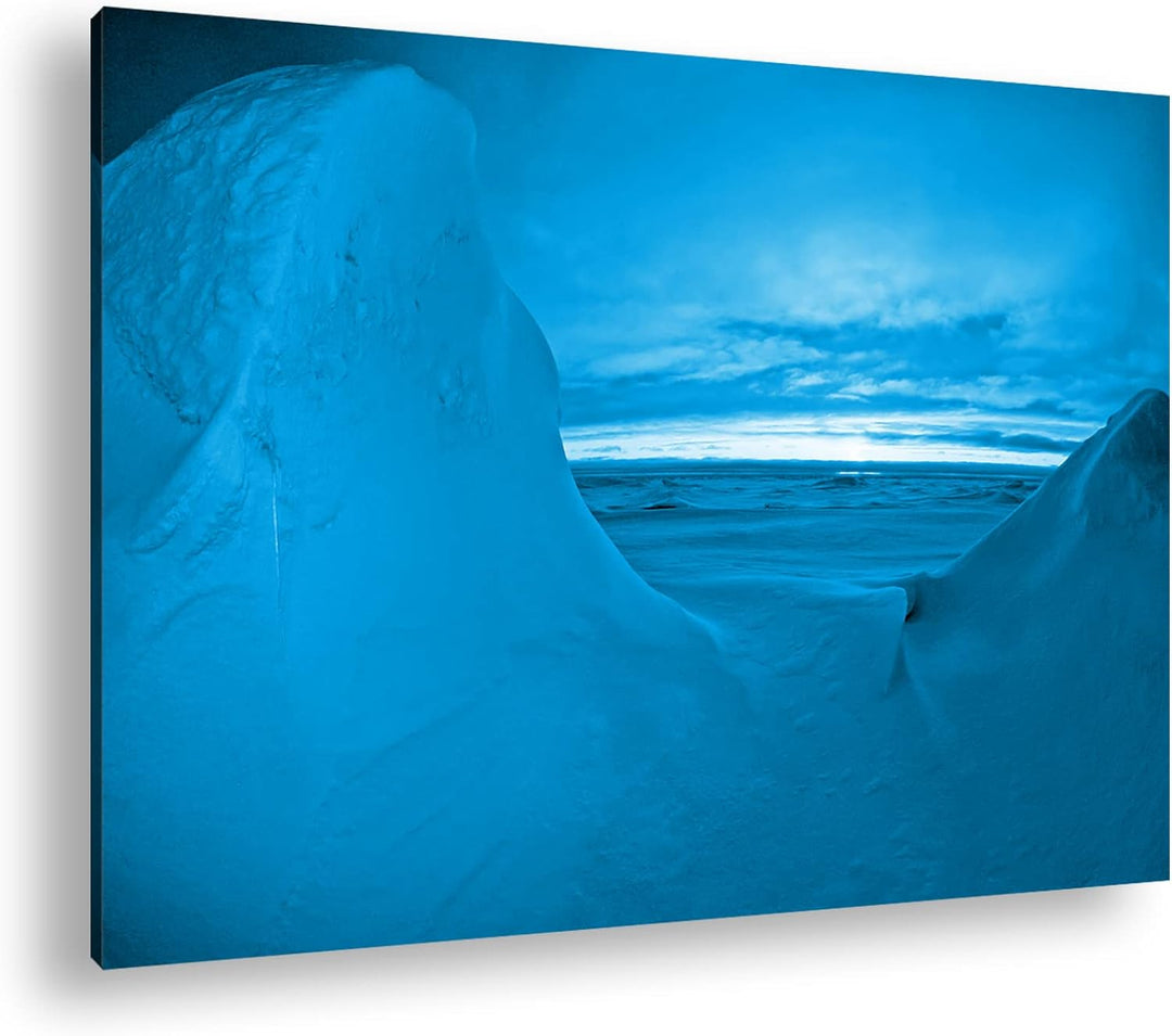 deyoli Sonnenaufgang am Nordpol Format 80x60 Effekt: Monocrome Blau als Leinwandbild, Motiv fertig g
