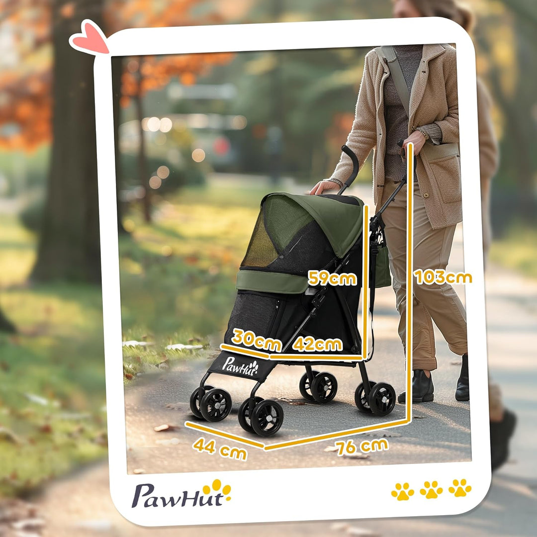 PawHut Hundewagen Hundebuggy klappbar für Hunde & Katzen bis 4 kg Katzenbuggy mit Netzfenstern Schul