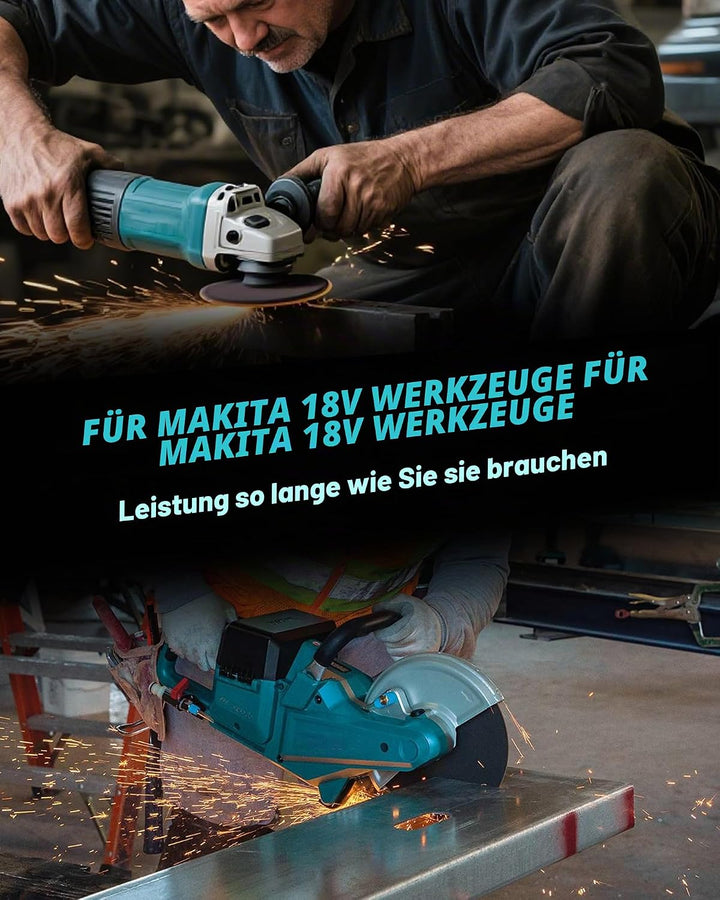 2 Stück 8.0Ah/8000mAh 18V BL1830 Akku mit Ladegerät Ersatzakku für makita Akku BL1830B BL1840 BL1850