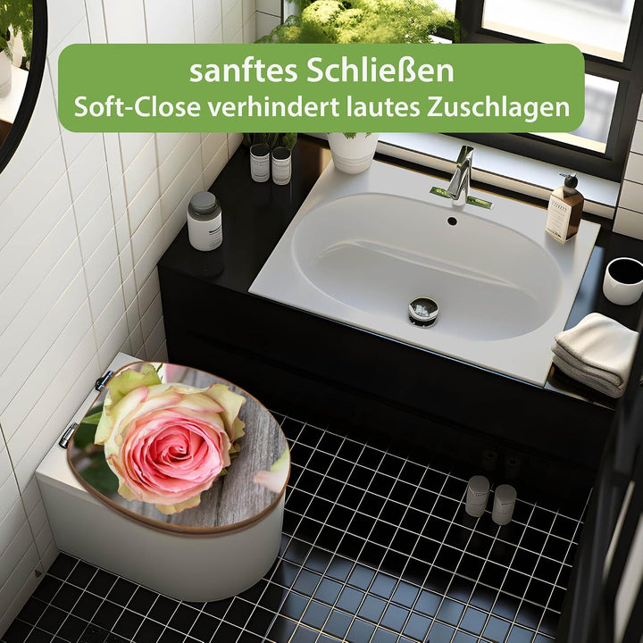 banjado Design WC Sitz Bambus Absenkautomatik 45,8x37,5cm - Toilettendeckel mit Absenkautomatik Holz