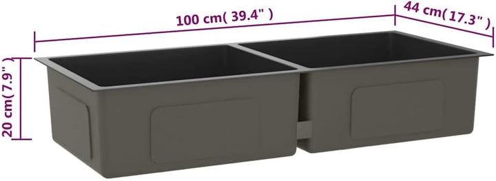 vidaXL Handgemachte Einbauspüle Wasserabfluss in X-Form Spüle Edelstahlspüle Küchenspüle Spülbecken