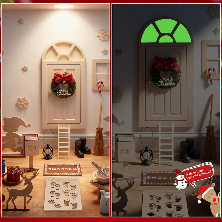 EIKEJI 57 PCS Wichteltür Komplettset, Wichteltür Zubehör Weihnachten Set, Wichtel Tür Im Dunkeln Leu