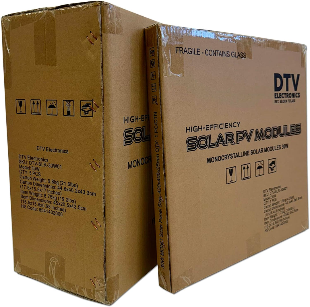 30W Solar Panel for Caravan & Campervan– Monocrystalline 18V Battery Charger for Camping, Sheds, Hom