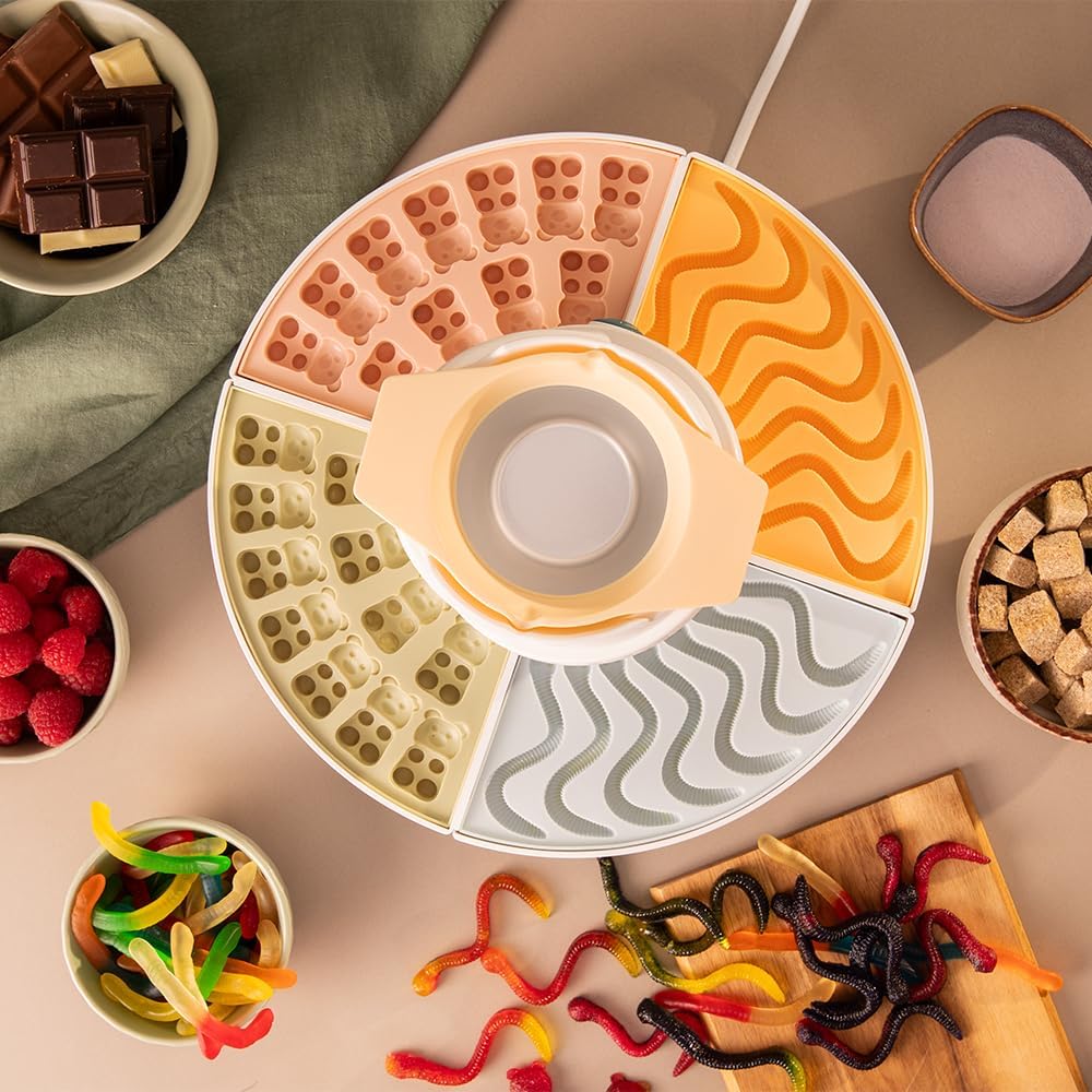 Cecotec Süssigkeitenmaschine - Schokoladenfondue - Gummy Maker Fun&Sugar Gummy. 2-in-1, 40 W, 4 Sili