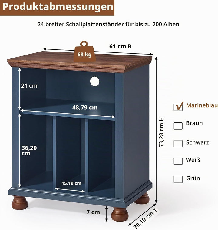 LELELINKY Plattenspieler Ständer, Plattenspieler Regal Bietet Platz für bis zu 200 Alben, Grosses Ho