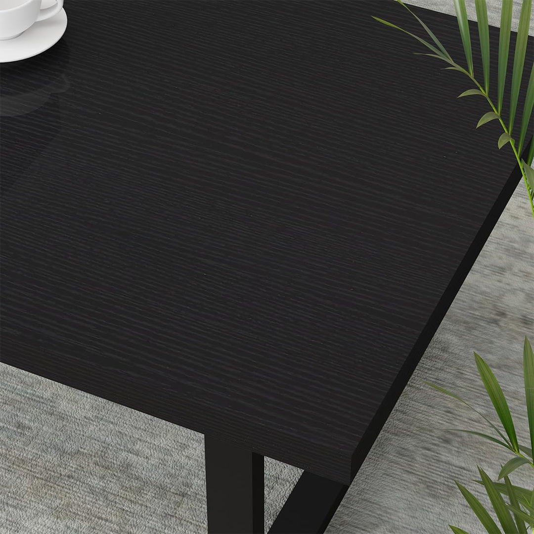 IBF Couchtisch Schwarzer Minimalistischer Industrieller Holz Mitteltisch Moderner Schlichter Rechtec