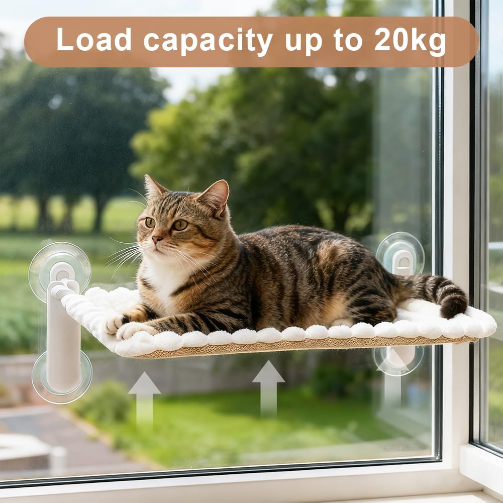 Katzen Fensterliege, Katzen Hängematte Weich mit Abnehmbarem Wendebezug, Fensterliege für Katzn, Wei