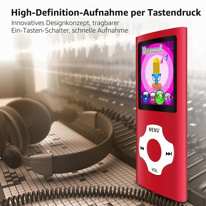 Mymahdi MP3 / MP4 beweglicher Spieler, Rot mit 1.8 Zoll LCD-Schirm und Memory Card Einbauschlitz, ma