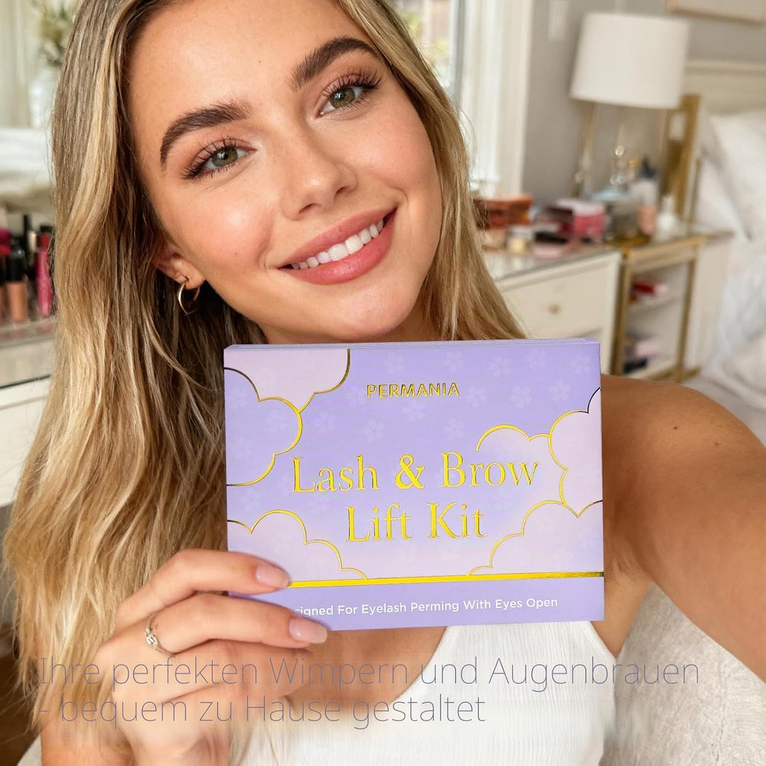 PERMANIA Wimpernlifting Set, Anfängerfreundliches Lash Lifting Set mit offenen Augen Silikonpads, 15