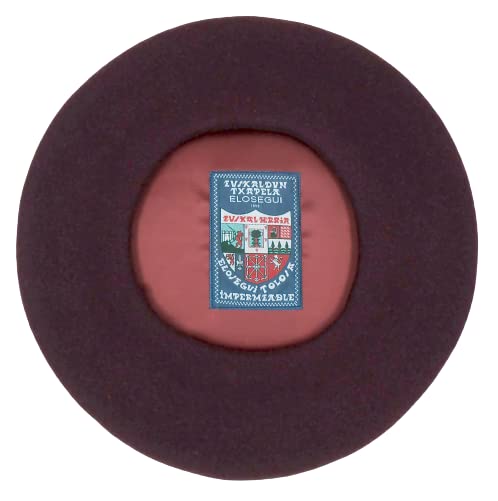 Elosegui Txapela Vasca Txapeldun Baskenmütze 100% australische Merinowolle (16, Granat), granatrot,