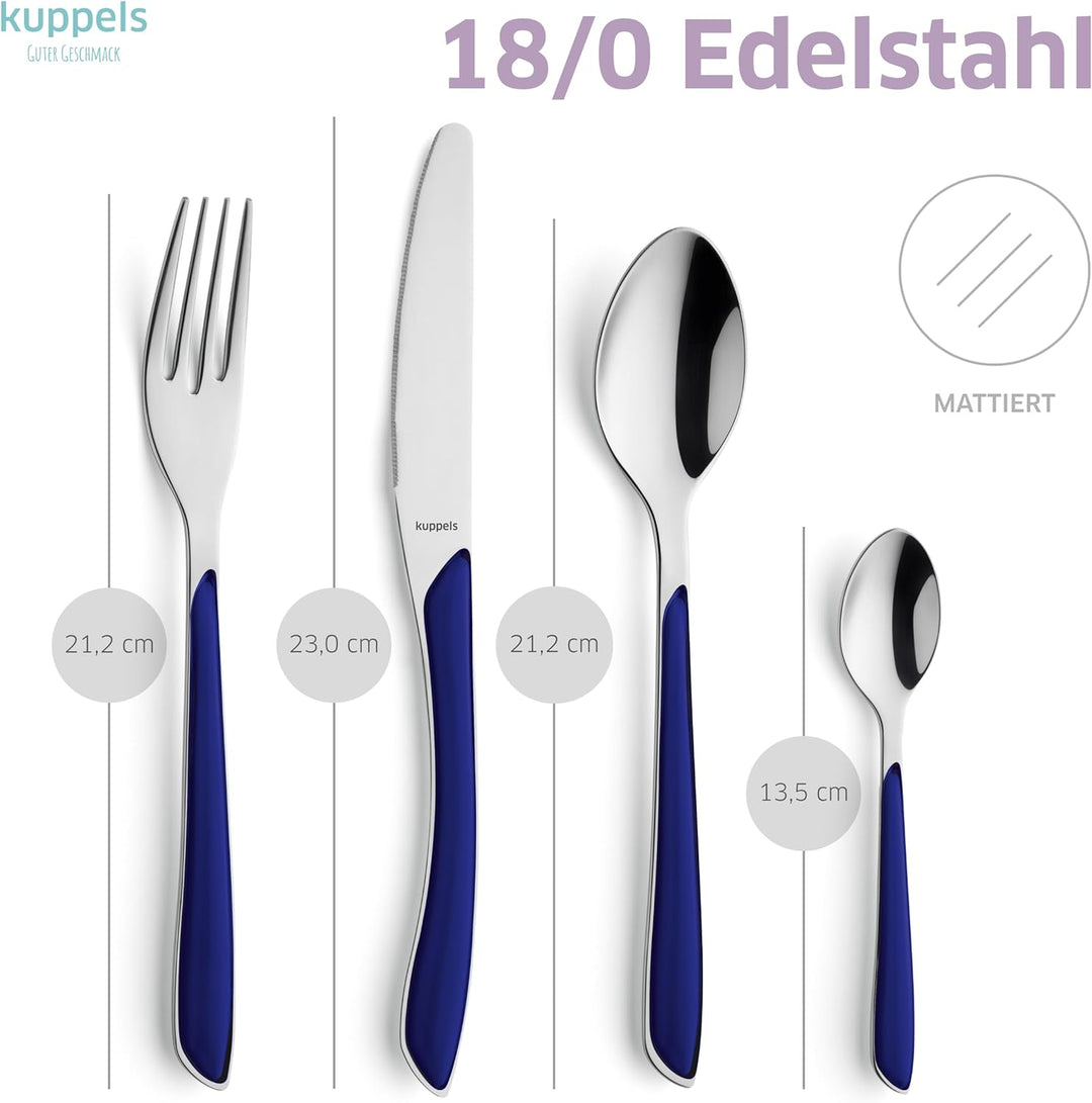 Kuppels PRISMA Besteck Set aus Edelstahl matt, Essbesteck 44-teilig, für 6 Personen, hochwertige Kun