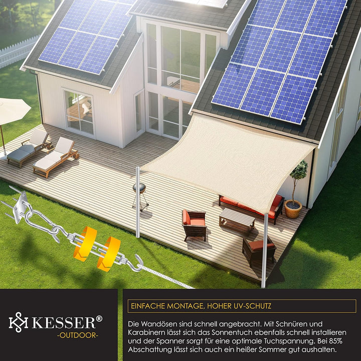 KESSER® Sonnensegel Sonnenschutz Windschutz | HDPE Gewebe | wasserabweisend & windabweisend | Rechte