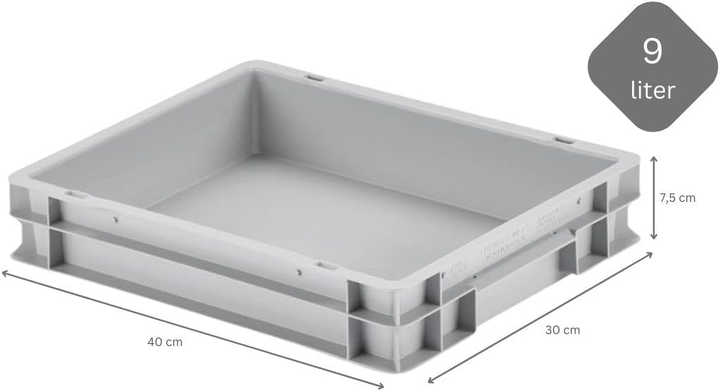 PROREGAL SuperSparSet 10x Eurobehälter mit geschlossenem Griff & Scharnierdeckel | HxBxT 7,5x30x40cm