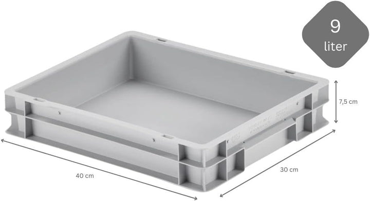 PROREGAL SuperSparSet 10x Eurobehälter mit geschlossenem Griff & Scharnierdeckel | HxBxT 7,5x30x40cm