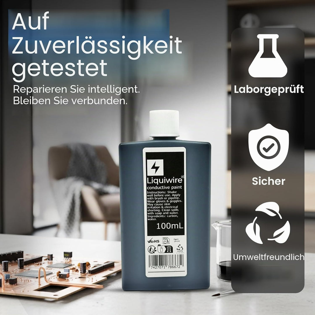 Leitfähige Farbe 100-ml - Wasserbasierte Carbonbeschichtung für Gitarrenabschirmung, PCB & Fernbedie