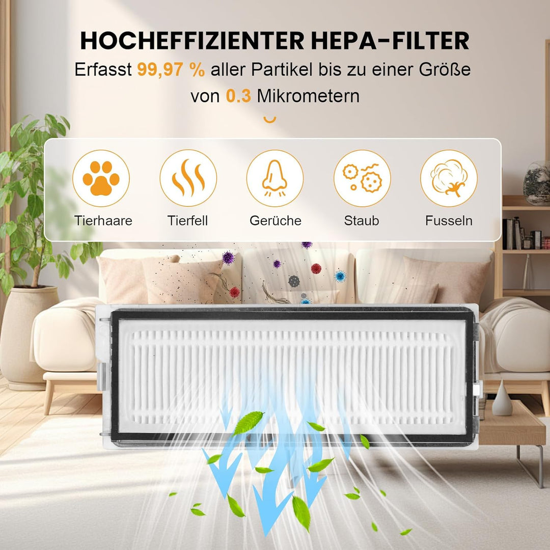 17 Stück Zubehör für Roborock QV 35A/QV 35S Saugroboter, 1 Hauptbürste, 4 Staubbeutel, 2 Filter, 4 W