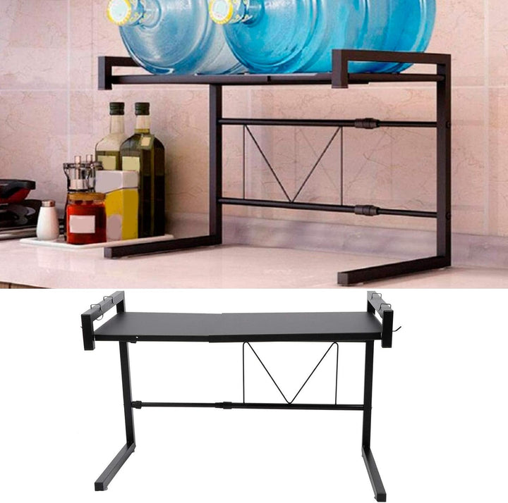 Wakects Mikrowellenregal Wandmontage, Erweiterbares 2-Stufiges Küchenregal, Schwerlast Platzsparende