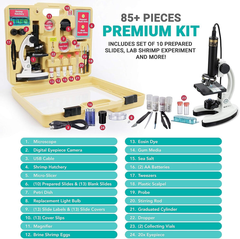 AmScope iqcrew Kids Premium 85+ stück mikroskop, farbkamera und interaktive Kinder Software kit mit