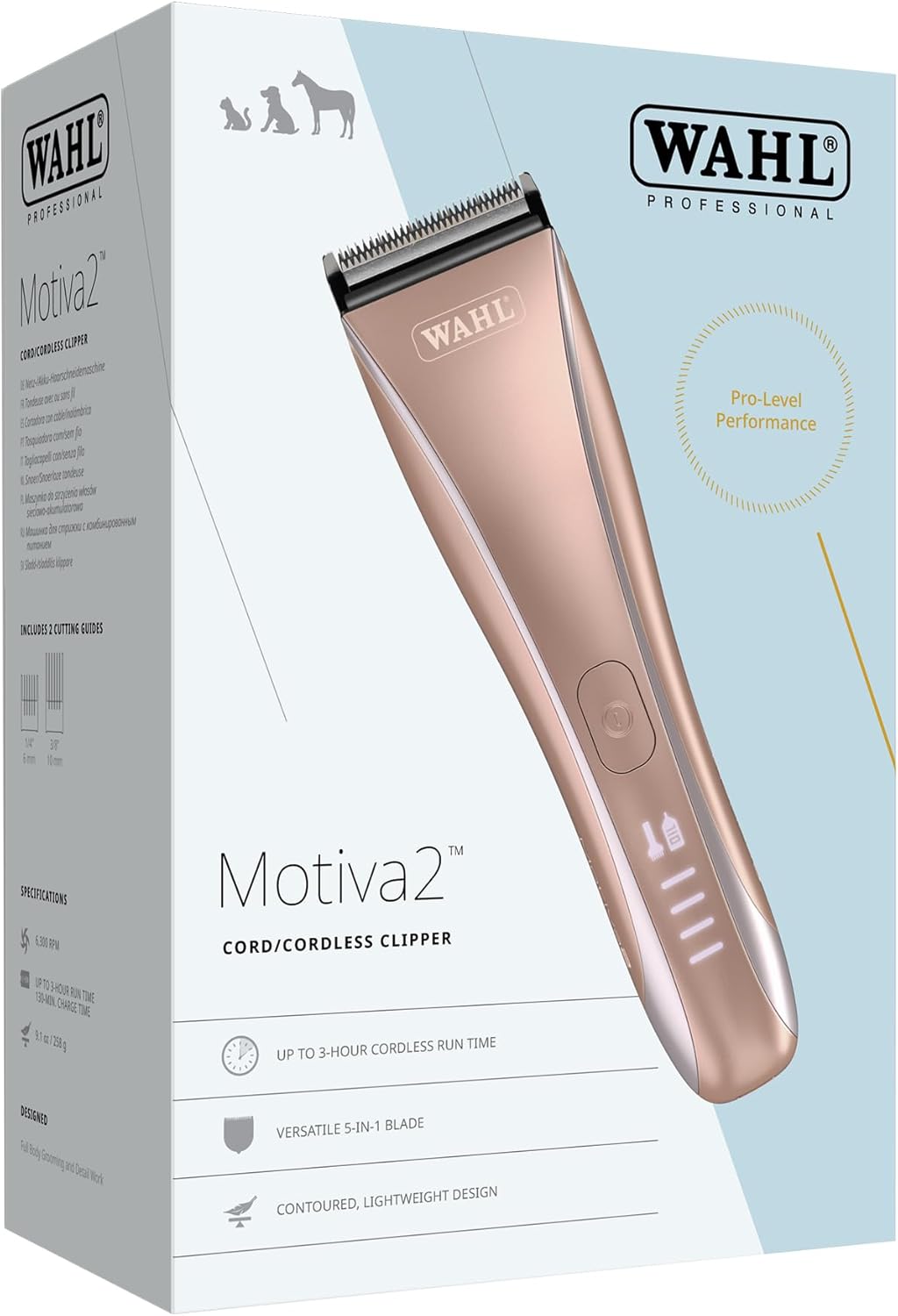 Wahl Motiva2 - Professioneller Kabelloser Tierhaarschneider, Digitale Anzeige, 3 Stunden Laufzeit, 5