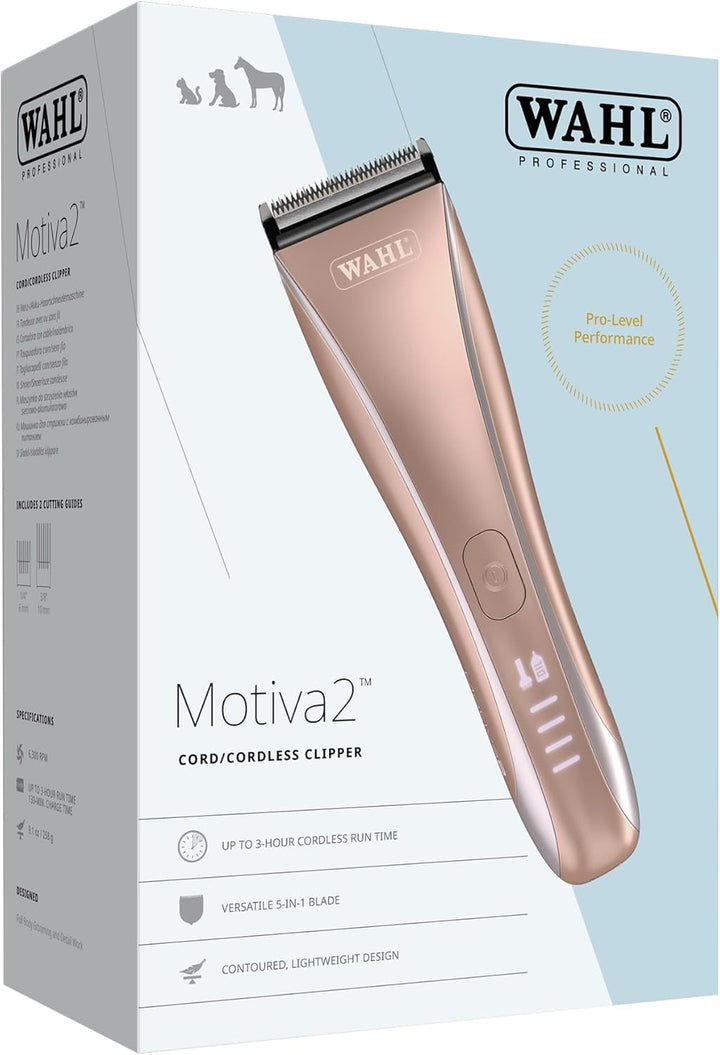 Wahl Motiva2 - Professioneller Kabelloser Tierhaarschneider, Digitale Anzeige, 3 Stunden Laufzeit, 5