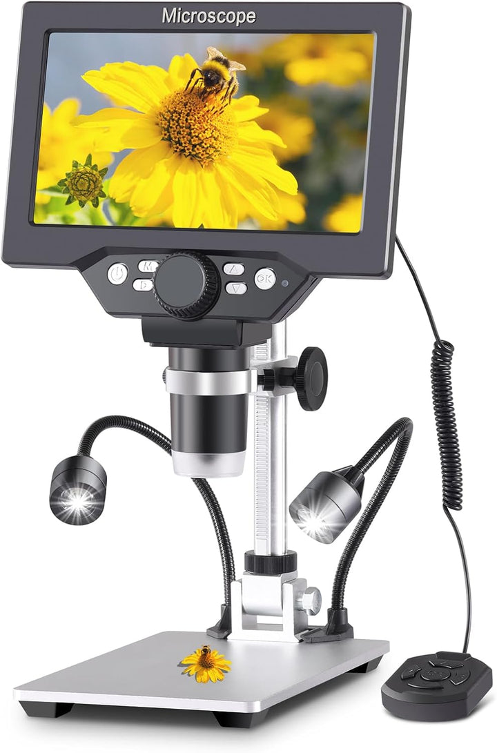 Koolertron LCD Digital Mikroskop, 7 Zoll 1080P USB Mikroskop mit Licht und Fernbedienung, Mikroskopk
