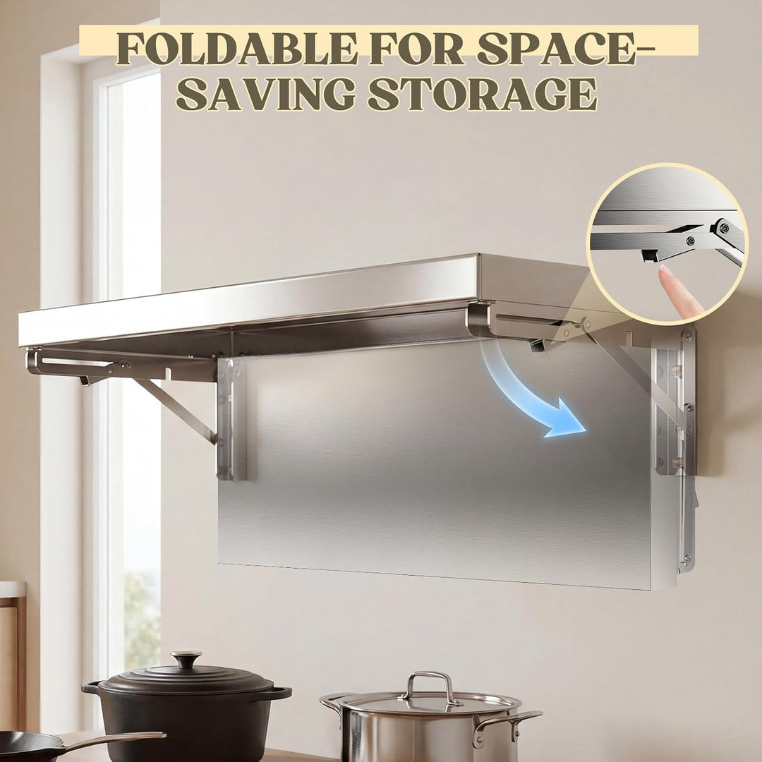 Huracan 2er Set Wandklappkonsole 70×25 cm aus 304 Edelstahl, Klapptisch Wand zum Anschrauben, Platzs