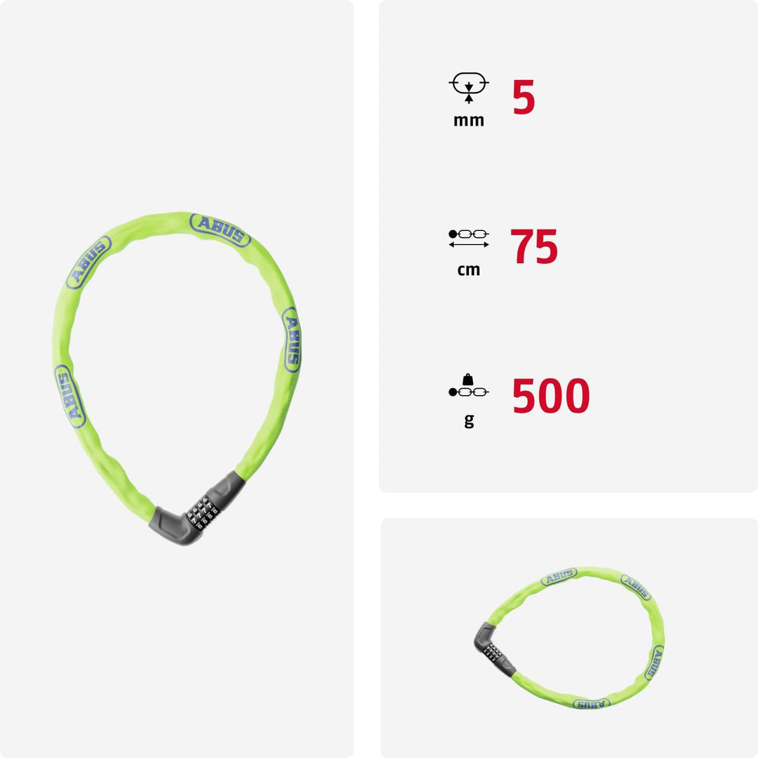 ABUS Kettenschloss Steel-O-Chain 5805C – Zahlenschloss aus 5 mm starken Stahlkette – ABUS-Sicherheit