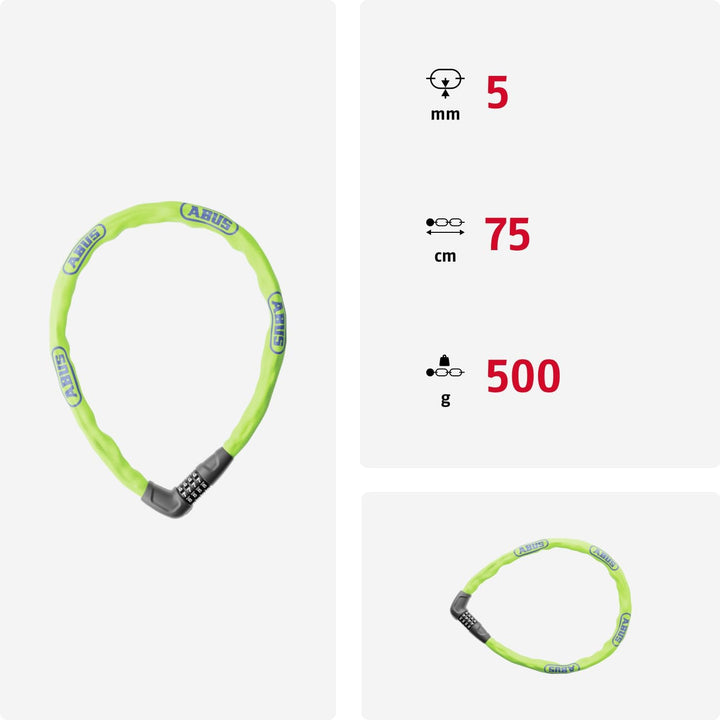ABUS Kettenschloss Steel-O-Chain 5805C – Zahlenschloss aus 5 mm starken Stahlkette – ABUS-Sicherheit
