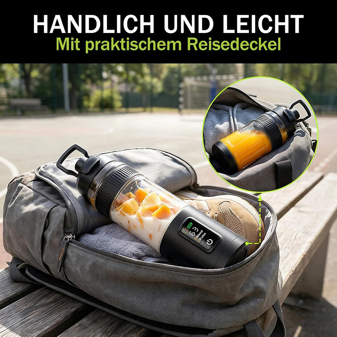 Tragbarer Mixer,600ml wiederaufladbar zerkleinert Eis&amp;Obst,Kompakt | Mixbecher &amp; auslaufsicherer Dec