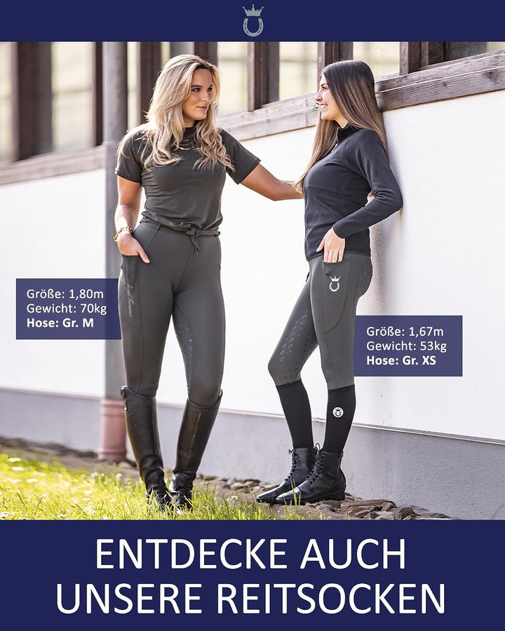 Reitleggings Damen &amp; Mädchen (Gr. XXS-XL) - Silikon Vollbesatz - Bequeme Highwaist Reithose - Mit Ha