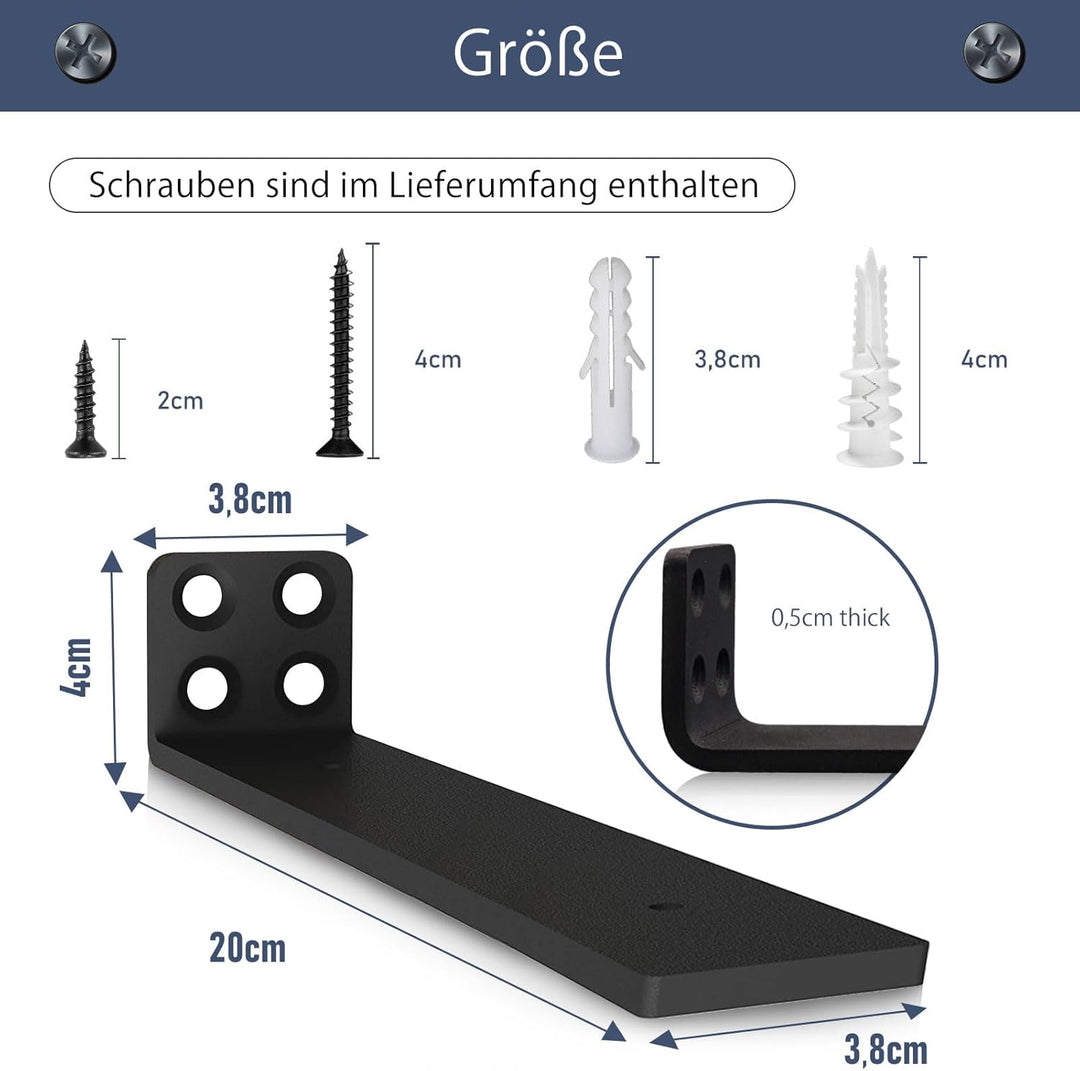 MLOQI 4 stück Regalhalterung Schwarz Regalwinkel Schwerlast, Regalwinkel Schwarz Metall, Wandhalteru