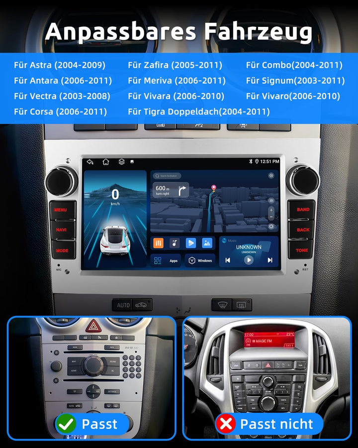 ESSGOO 2+64G Wireless Autoradio Android 14 mit Carplay und Android Auto Für Opel Astra H Corsa C/D V