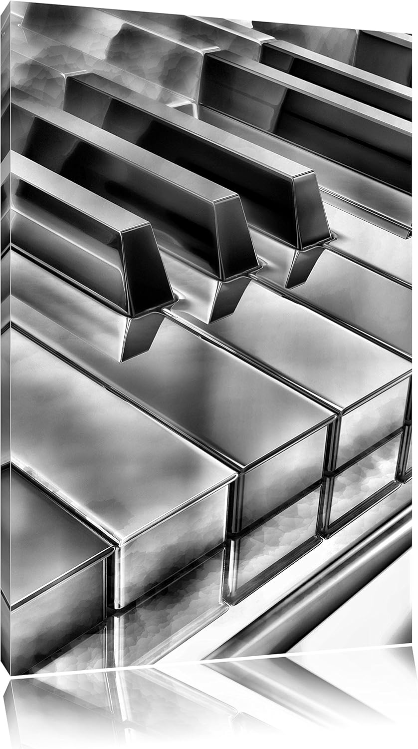 Monocrome, Klavier Tasten, Format: 100x70 auf Leinwand, XXL riesige Bilder fertig gerahmt mit Keilra