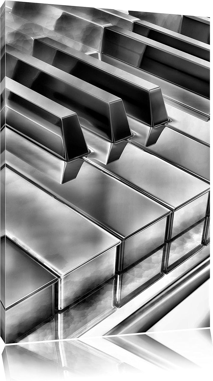 Monocrome, Klavier Tasten, Format: 100x70 auf Leinwand, XXL riesige Bilder fertig gerahmt mit Keilra