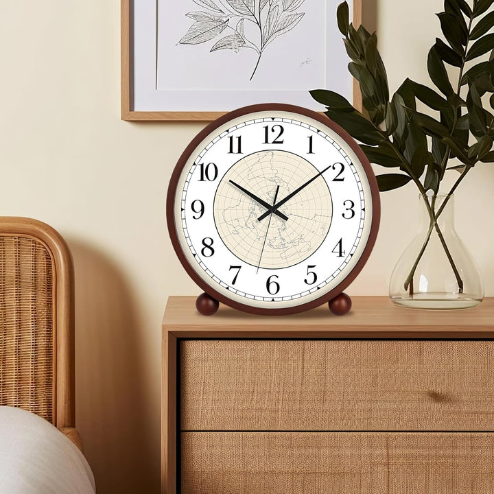 Maxspace Tischuhr Analog, 21cm Holz Tischuhr Batteriebetrieben, Silent Tischuhren ohne Ticken für Sc