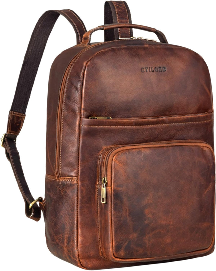 STILORD 'Glover' Business Lederrucksack für 15,6 Zoll Laptop Rucksack für Damen und Herren DIN A4 Of