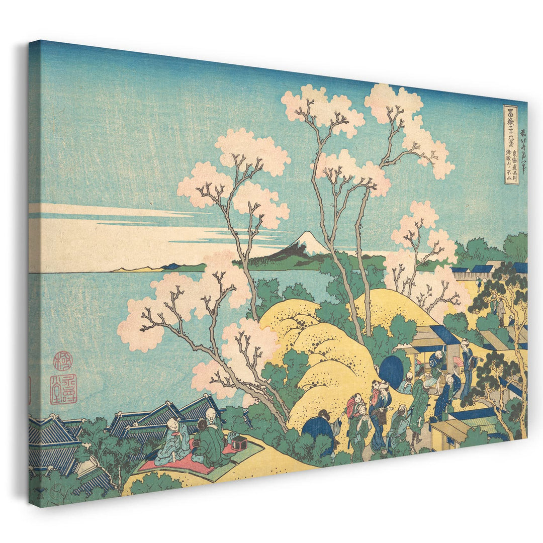Printed Paintings Leinwand (80x60cm): Katsushika Hokusai - Fuji von Gotenyama am Tōkaidō bei Shin 80