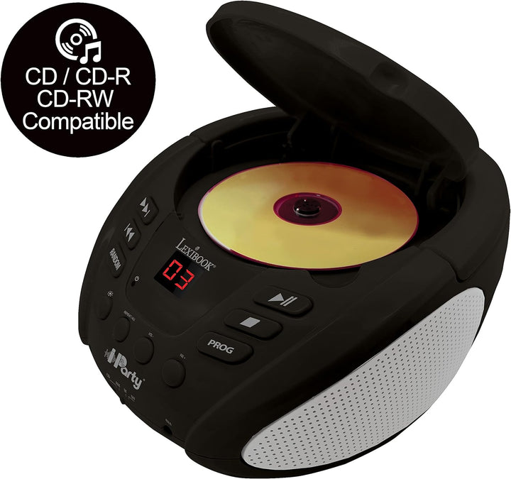 iParty- Bluetooth-CD-Player für Kinder - Tragbar, Lichteffekte, Mikrofonbuchse, Aux-In, Akku oder Ne